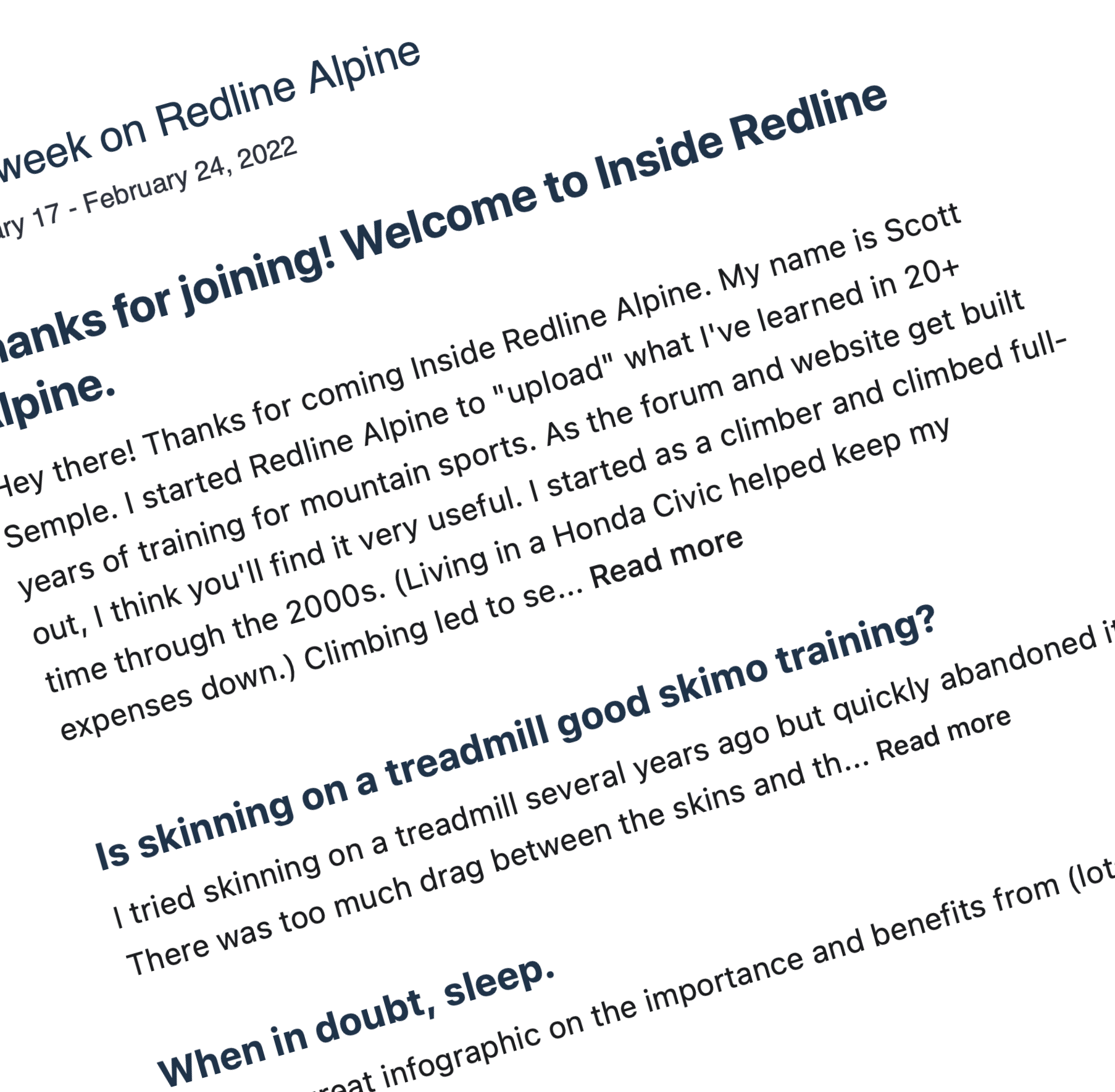 An image of a sample summary of new posts from Inside Redline Alpine