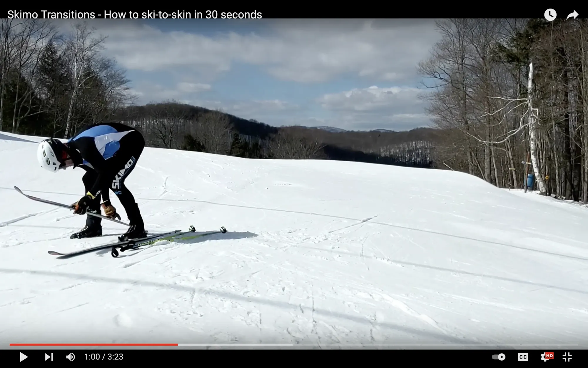 An image of lifting the right-hand ski